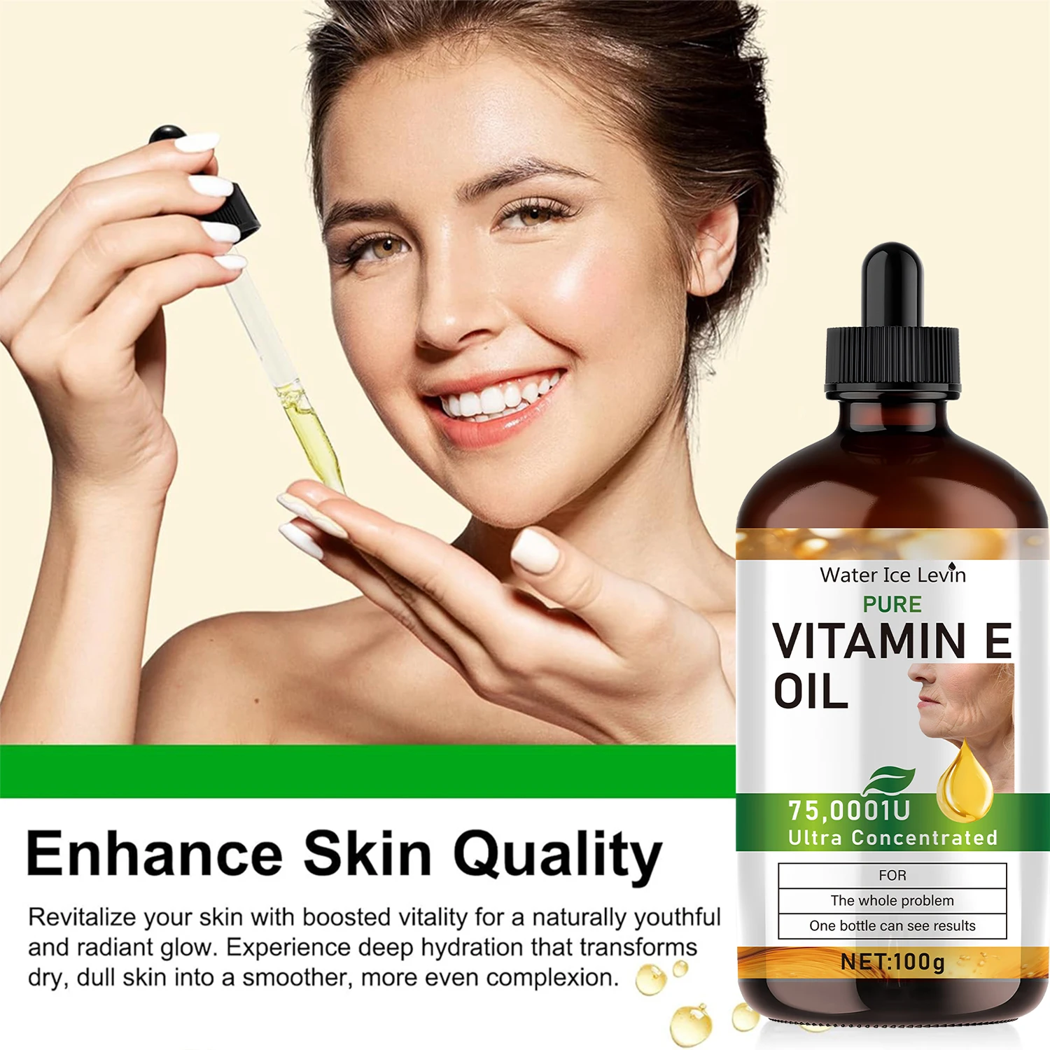 100ml Natural Vitamin E Essential Oil, Used for Massage, Skin Care, Gua Sha, Showering, Facial, Body, Nail, Hair, and Eyelash Care, Versatile - view 2