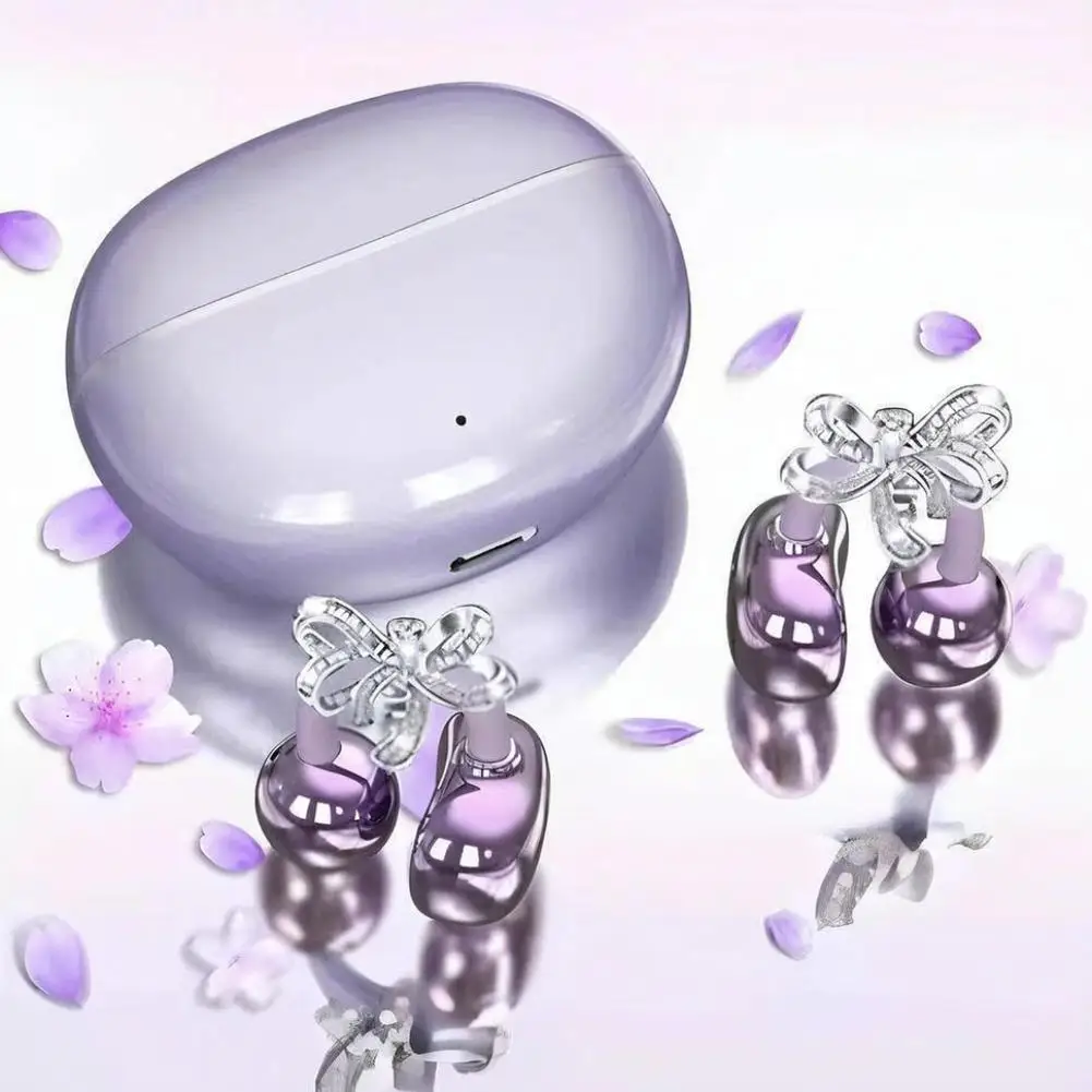 

Серьги с ромбовидной пряжкой в форме банта, кольцо со звездой, открытый зажим для ушей, интеллектуальные водонепроницаемые беспроводные Bluetooth-наушники дальнего действия Ai