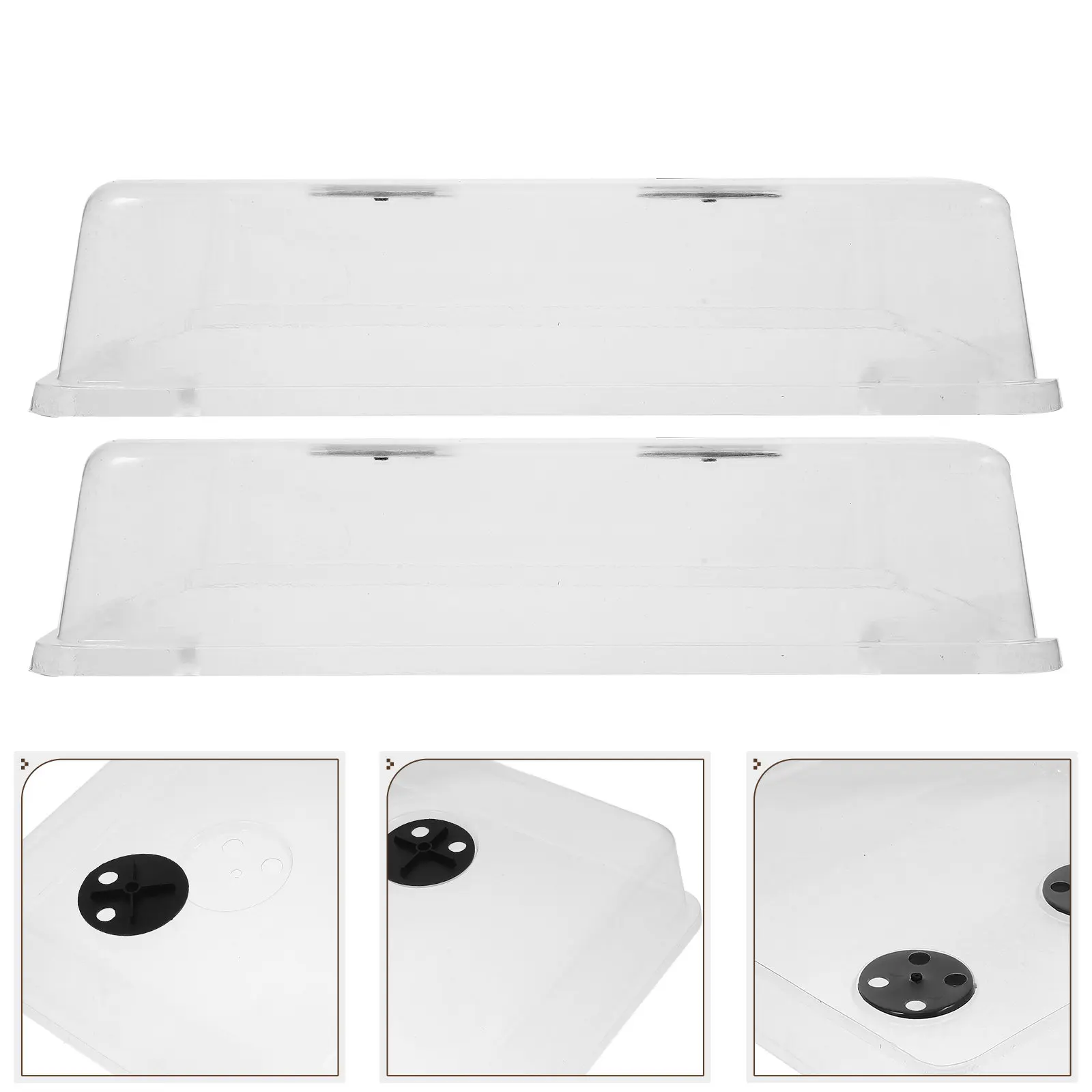 

2Pcs Nursery Pot Covers Transparent Plastic Heat Preservation Gardening Domes Adjustable Air Vent Humidity Dome