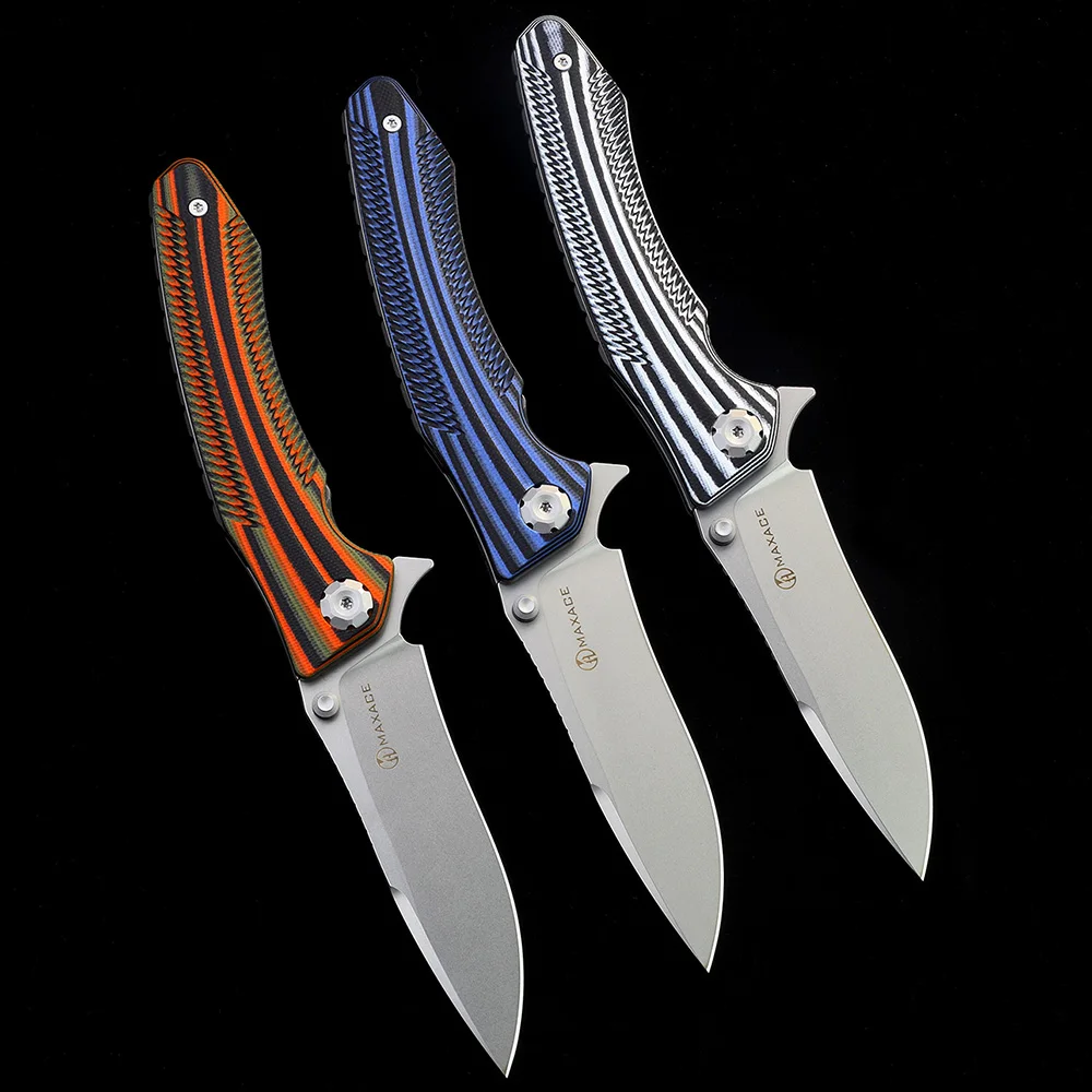 Maxace Zealot III 10CR15COMOV Pisau Lipat Pisau Berburu Buah Bertahan Hidup Luar Ruangan EDC Alat Berkemah Pegangan G10