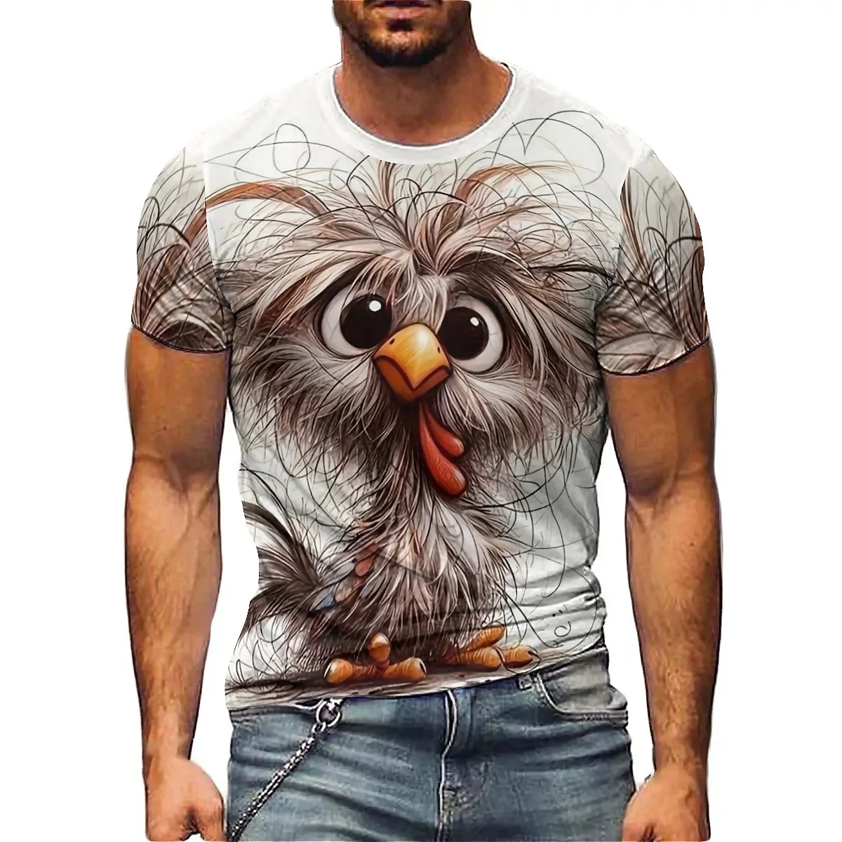 

Retro Cute Bold Print Men's 3D Printed Short-Sleeve T-Shirt - Worker Relaxed Fit Top