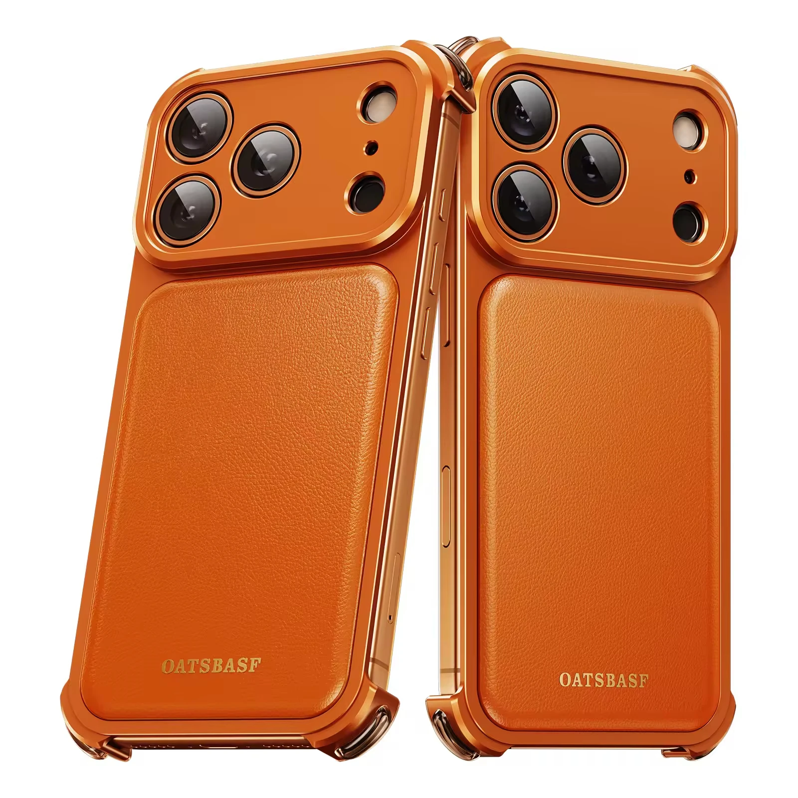 

Luxury Bounce Magnetic Leather Mobile Phone Case For IPhone 17 16 Pro Max Frameless Aluminum Metal Bumper Shockproof Back Cover