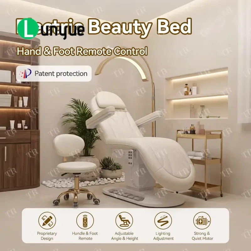 Electric Medical Aesthetic Clinic Bed Modern Facial Treatment Beauty Furniture Double Sided Foot Control Adjustable