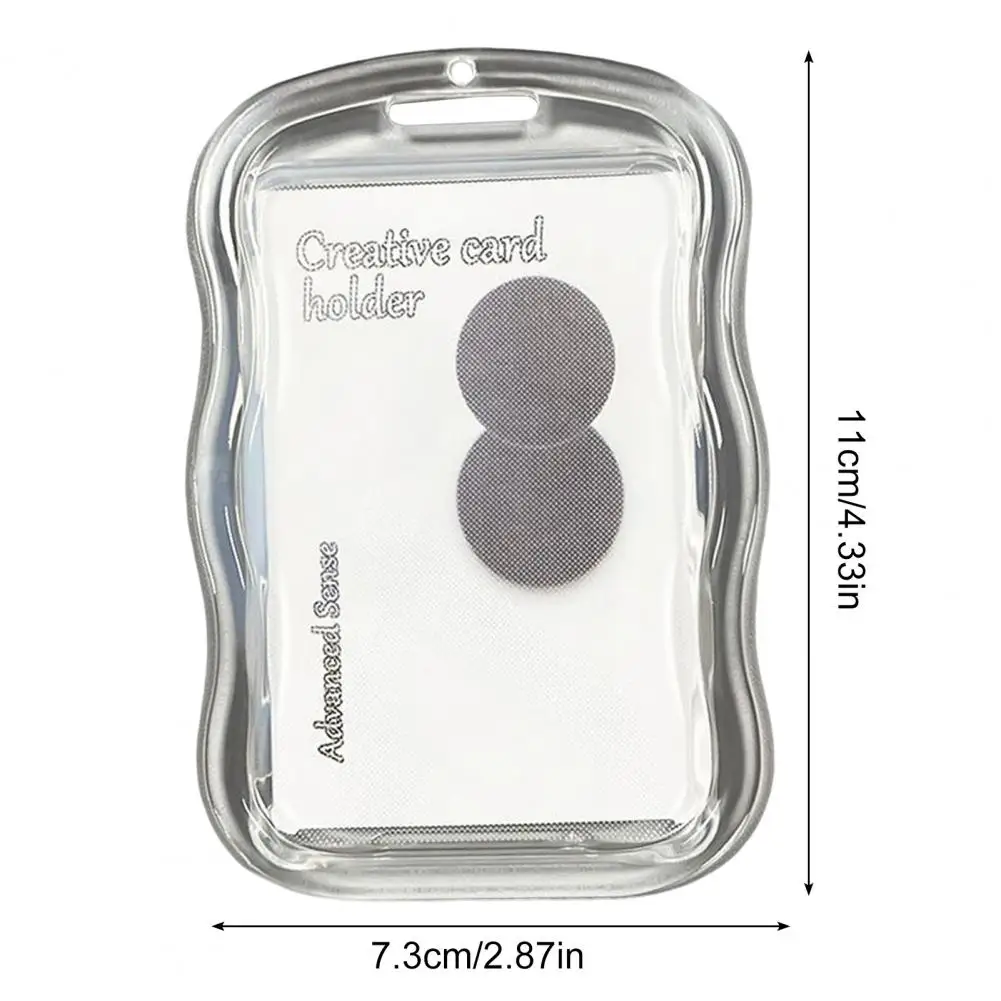 11cm ID Badge Holder With Keychain And Spring Rope Silicone Card Sleeve Clear Window Photo Card Protective Case With Bell Decor