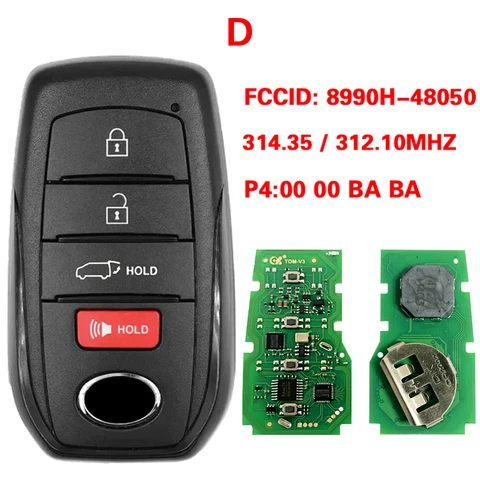 Умный дистанционный брелок FCC HYQ14FBX 8A чип 315/312 МГц P4 00 00 BA BA для Toyota Bz4x Crown Tundra Rav4 Venza Sienna Sequoia