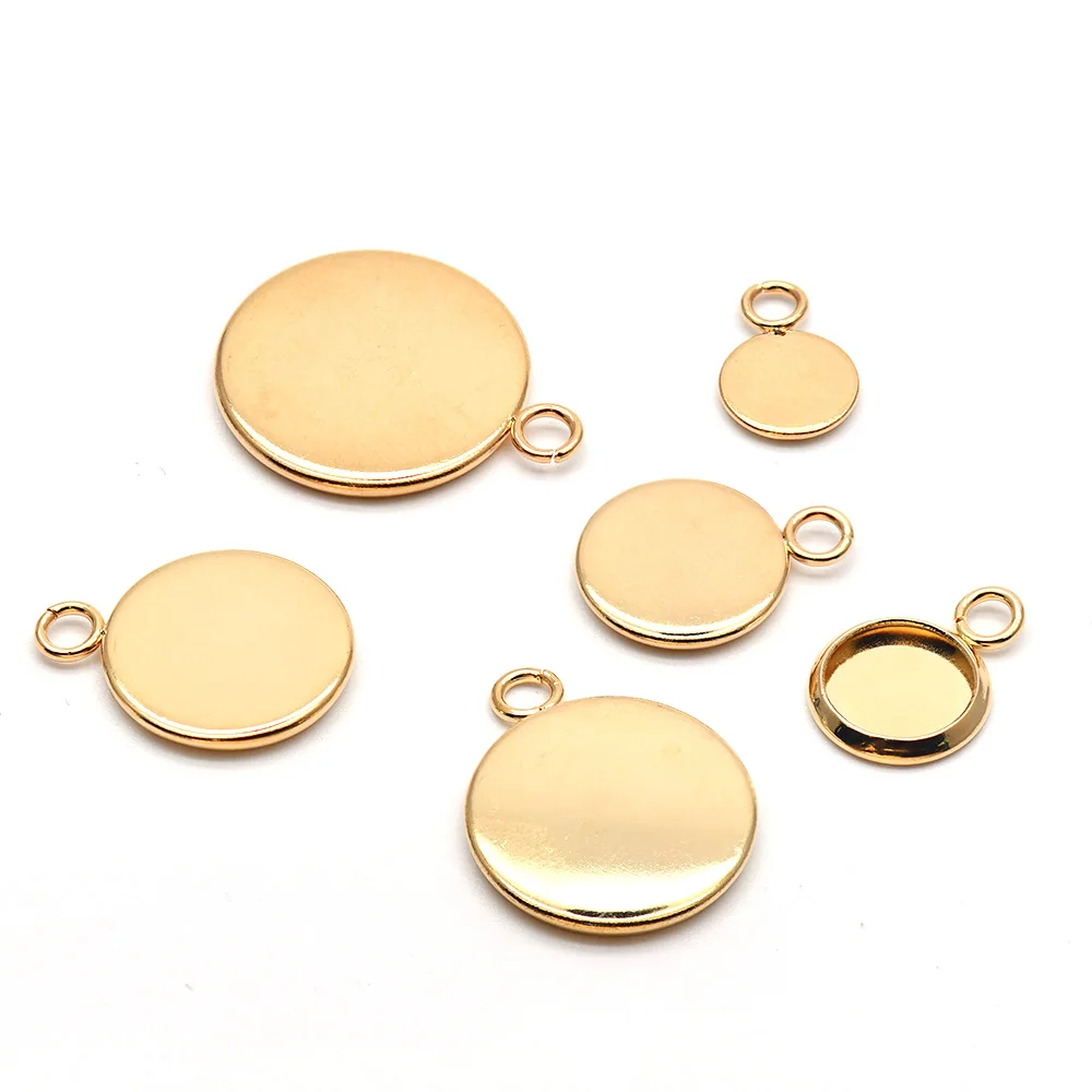 10-20Pcs 316 Stainless Steel Surgical Bezel Cup Blanks Tray Settings for 6-30mm Round Cabochon Photo Cameo Resin Jewelry Making