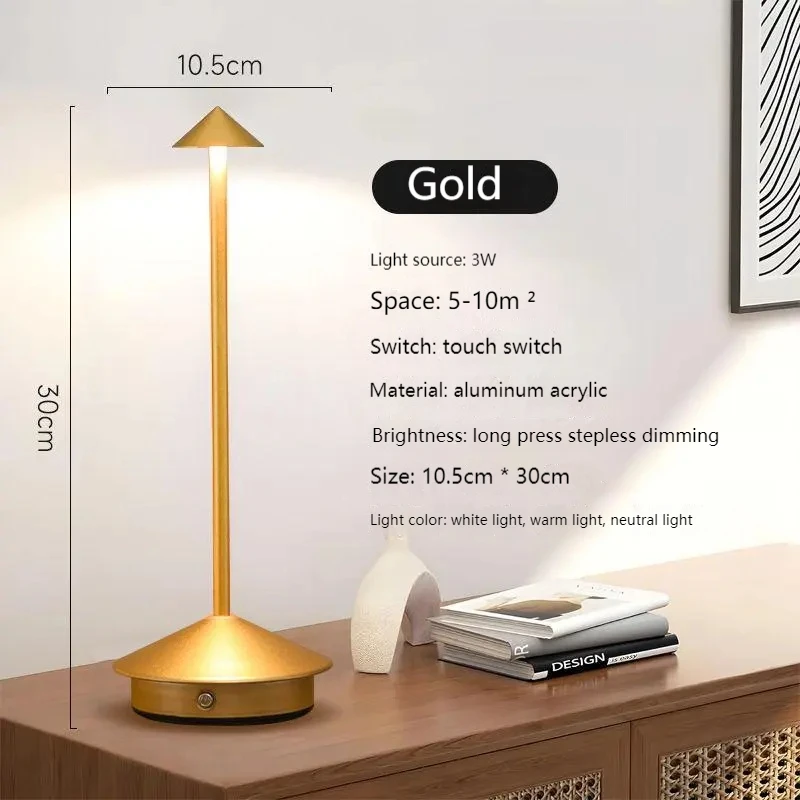 Imagem -06 - Simples Led Recarregável Touch Table Lamp Mesa de Metal Luz Night Light Seta Estilo Lâmpada de Leitura de Longa Duração Lâmpadas Recarregáveis