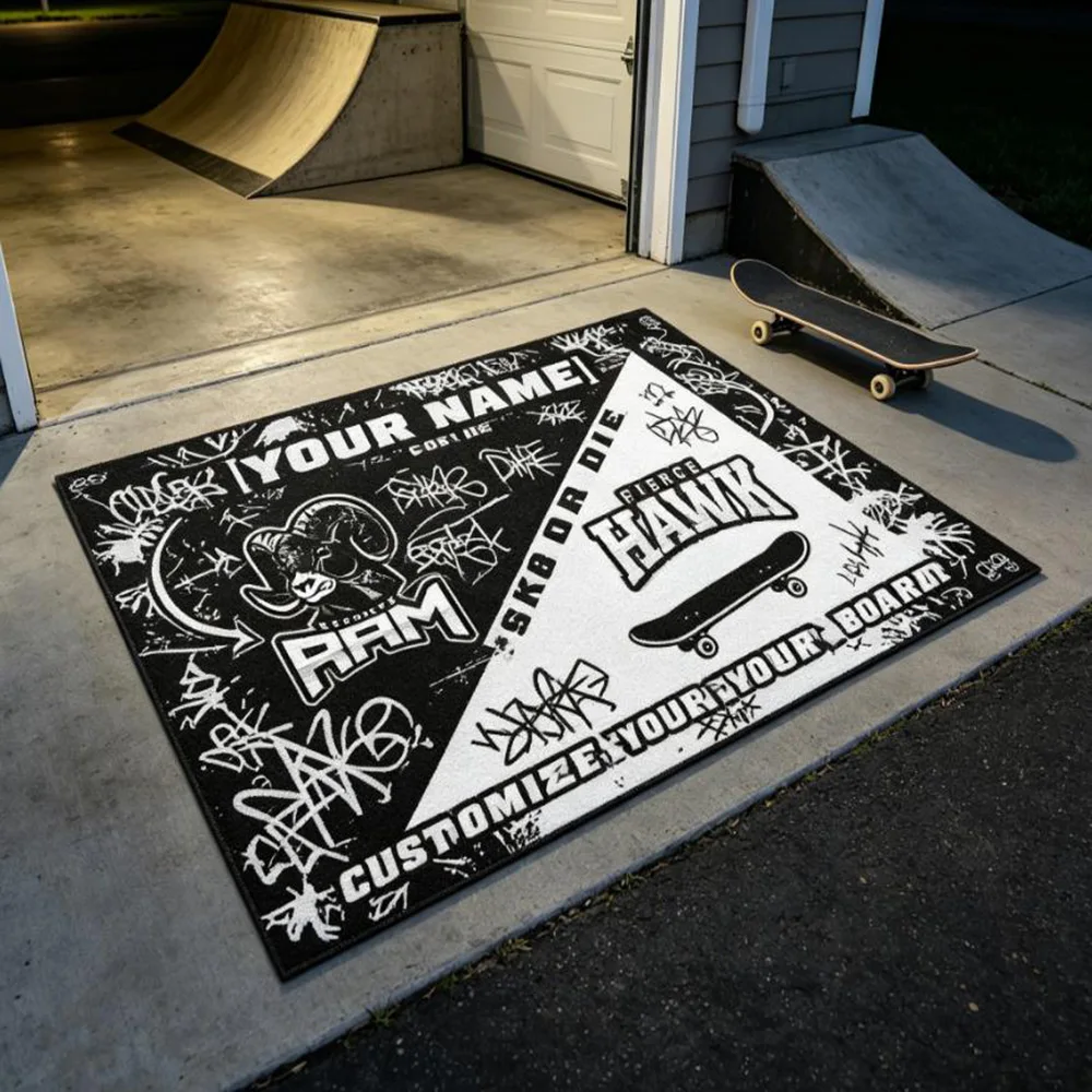 

Game room floor rug bedroom decor personalized name print thick anti slip mat modern neon gaming design carpet