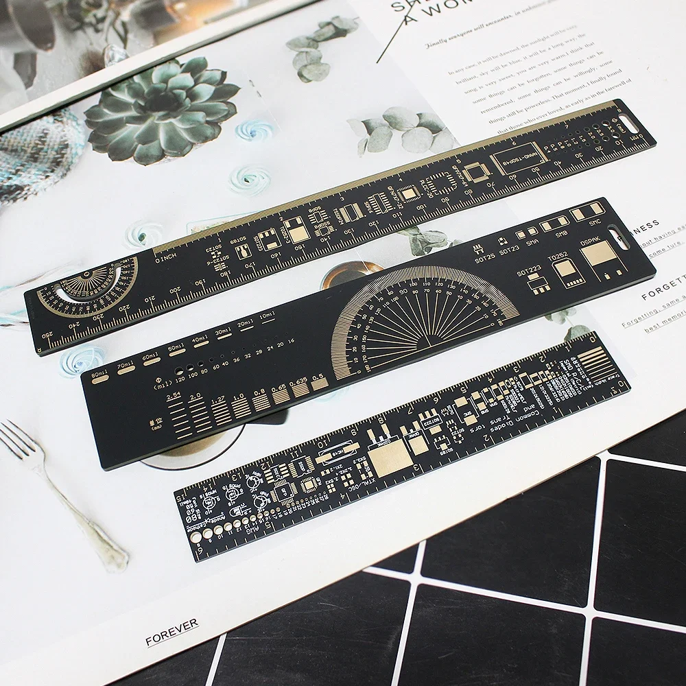 3 Type 1 Set 15cm 20cm 25cm PCB Ruler Multi-functional Measuring Tool Resistor Capacitor Chip IC SMD Diode Transistor