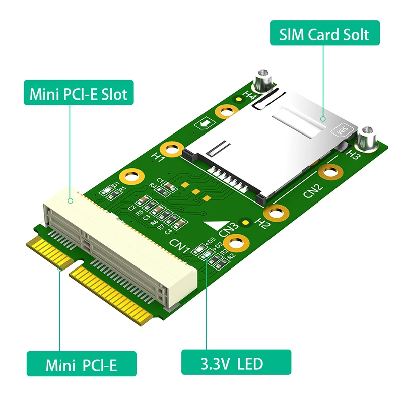 Nuovo modulo Mini PCIE 3G/4G a Mini adattatore PCI Express + Slot per supporto per scheda SIM autoelastico supporta WWAN LTE GPS Mini PCI-e Card