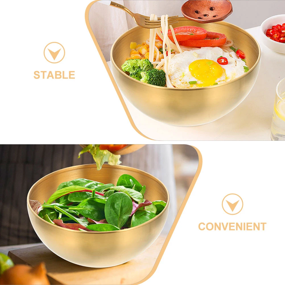 

3Pcs Stainless Steel Serving Bowl Exquisite Detail Clear Bright Surface Multi-Purpose Cereal Salad Fruits Rice Noodles Home