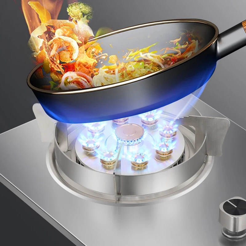 Fornello a gas di vendita caldo GPL Piani cottura a gas intelligenti Acciaio inossidabile Accensione a batteria superiore Fornello a gas a bruciatore singolo per cucina