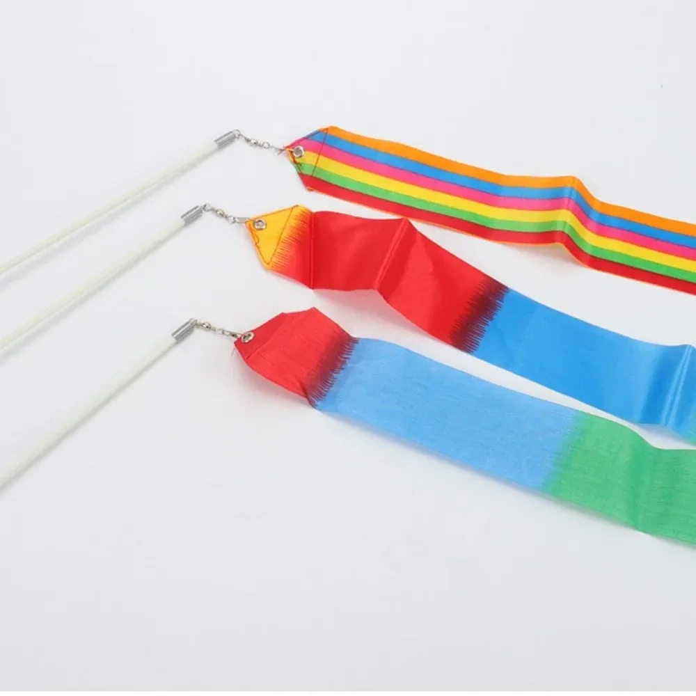 

Creative 4 Meters Artistic Gymnastics Ribbon Colorful with Rod Ballet Streamer Rainbow Stick Dance Performance Prop