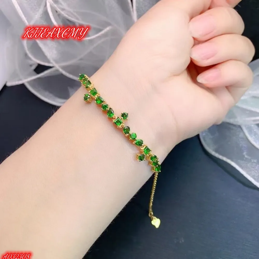 

KJJEAXCMY Brand Boutique Women's Luxury Jewelry Diopside Bracelet 925 Sterling Silver Natural Gem Girl