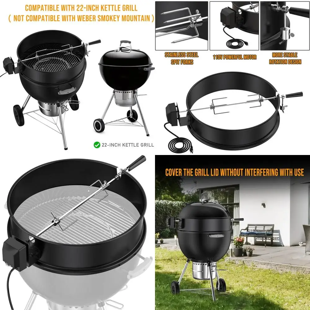 

Weber 22 Kettle BBQ Rotisserie Kit, Black Steel, Compatible with 2290 Model and Similar Grills