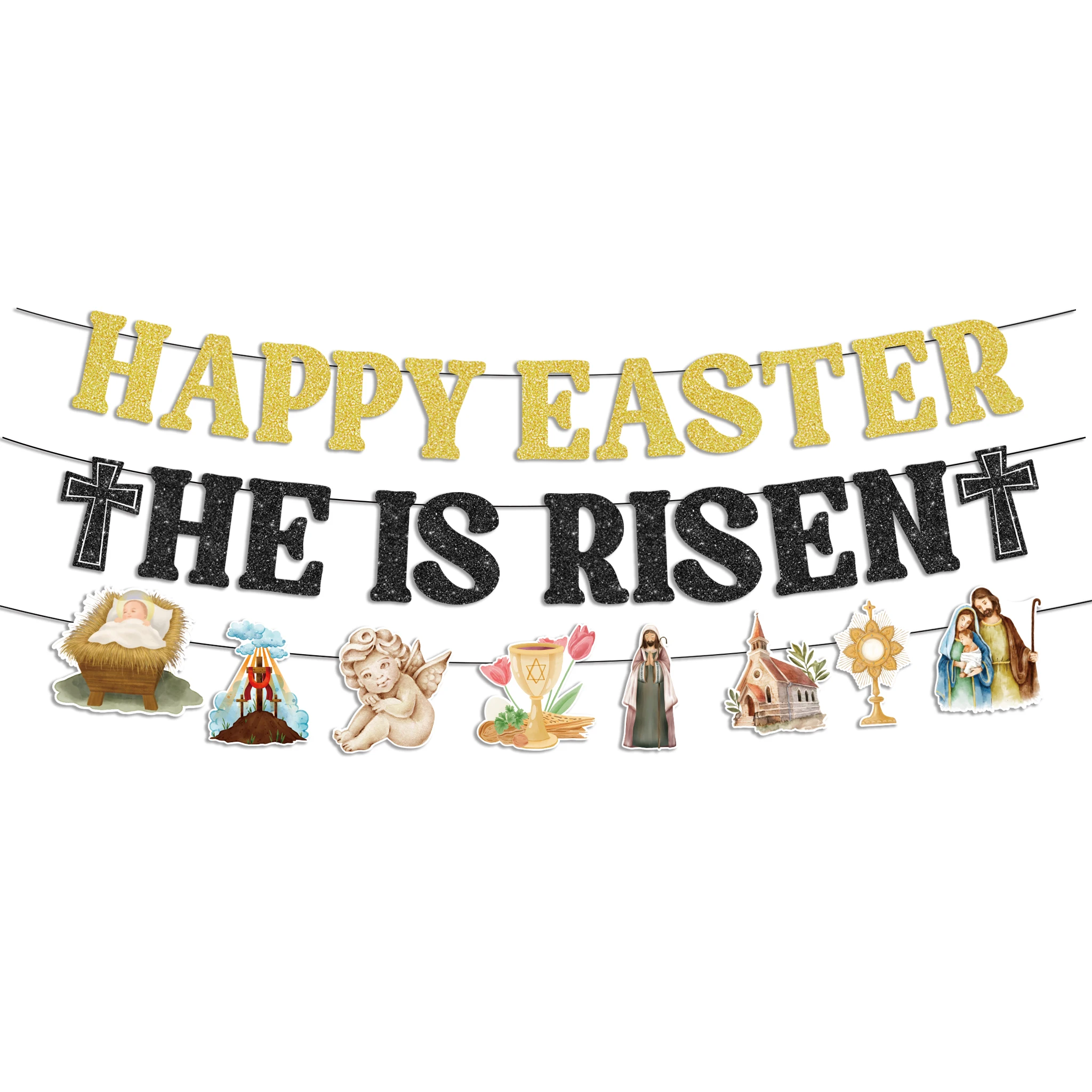 Nieuwe kerststal decoratie combo banner cake toppers achtergrond religieuze vakantie ornamenten kerststal Christus voor Pasen Kerstmis