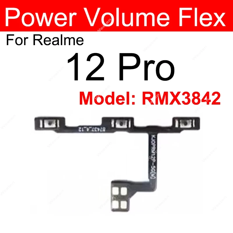 For Realme 12 Pro 12Pro Plus 12 Plus 12X 12Lite 4G 5G ON OFF Power Voulme Button Flex Cable  Side Keys Volume Power Flex Cale