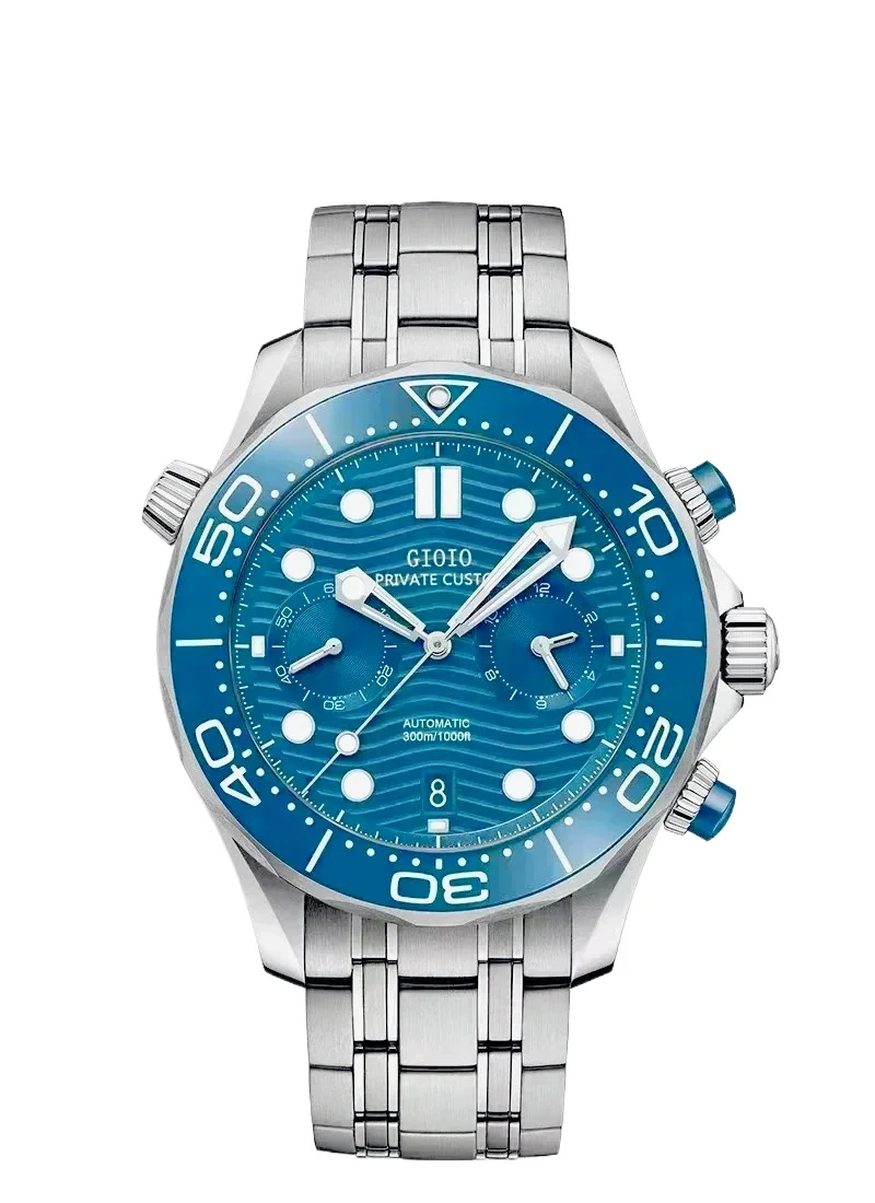 Reloj de Pulsera Deportivo de Lujo para Hombre, 2026, Nuevo, Cronógrafo de Cuarzo, Correa de Lona, Bisel de Cerámica Negra, Acero Inoxidable, 44 mm