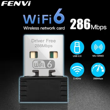 อะแดปเตอร์ Fenvi WiFi 6การ์ดเครือข่าย AX286มินิ USB ดองเกิล2...