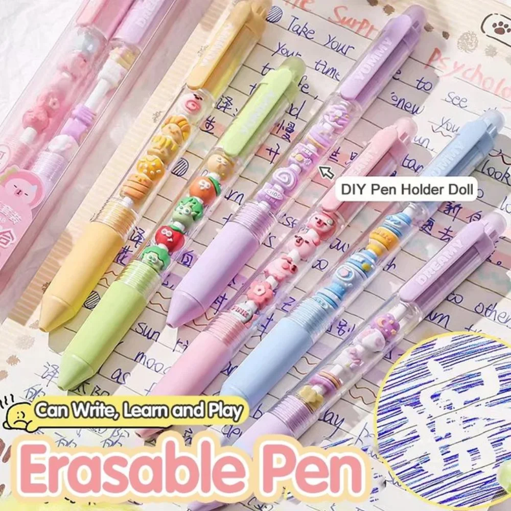 

2PCS Cute Quick-drying Beaded Gel Pen Black Ink Good Looking Press Gel Pen Writing Soft Grip 0.5mm Pen Student