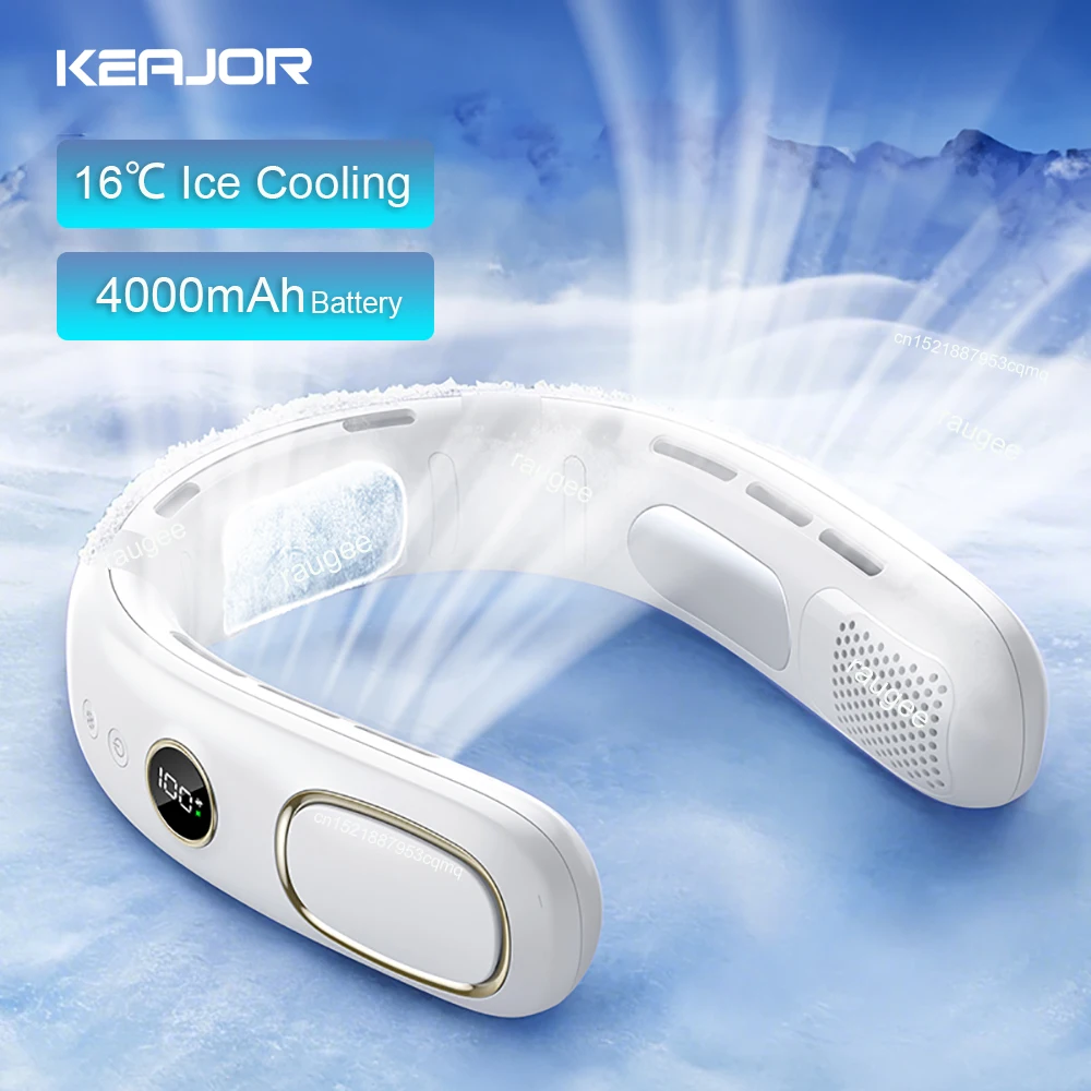 

Mini Hanging Neck Fan Portable Bladeless Neck Fan 4000mAh USB Rechargeable Mute Electric Fans Air Cooler with Digital Display