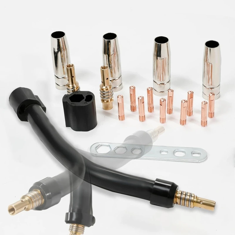 ●Flexible Mig Welding Neck, Flexible Mig Extension,030inch M6 Nozzle Holder Diffuser and Guard and Torch Neck for MB15