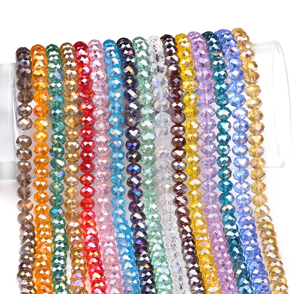 6/8/10/12mmAustrain Crystal Round Bead AB Color Faceted Rondelle Glass Beads Crafts Wholesale Needlework Accessories for Jewelry