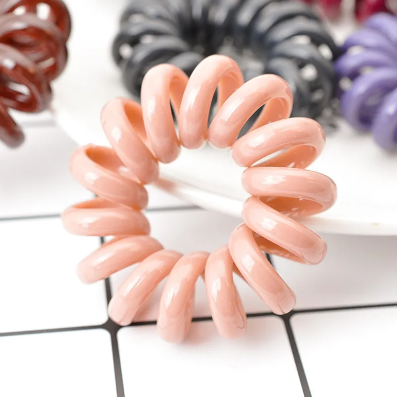 High Elasticity Telephone Coil Hairbands Women Spiral Hair Ties Girl Hair Ring Rope Solid Color Hair Accessories Ponytail Holder