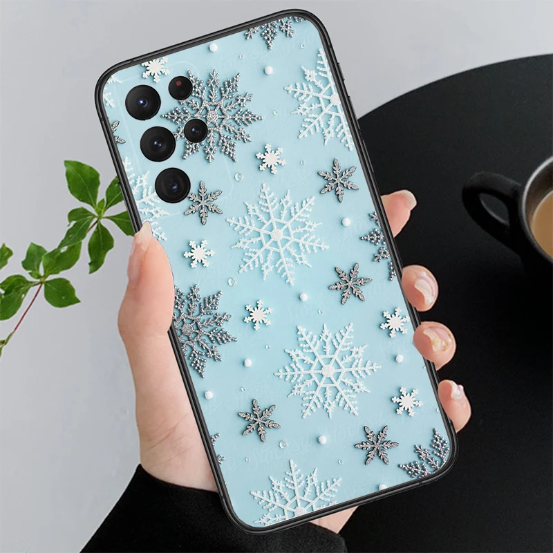 Sneeuwvlok Winter Sneeuw Telefoon Case Voor Samsung A73 A13 A14 A32 A71 A33 A52 A52 A72 A51 A22 A23 A34 A54 A52 Shell