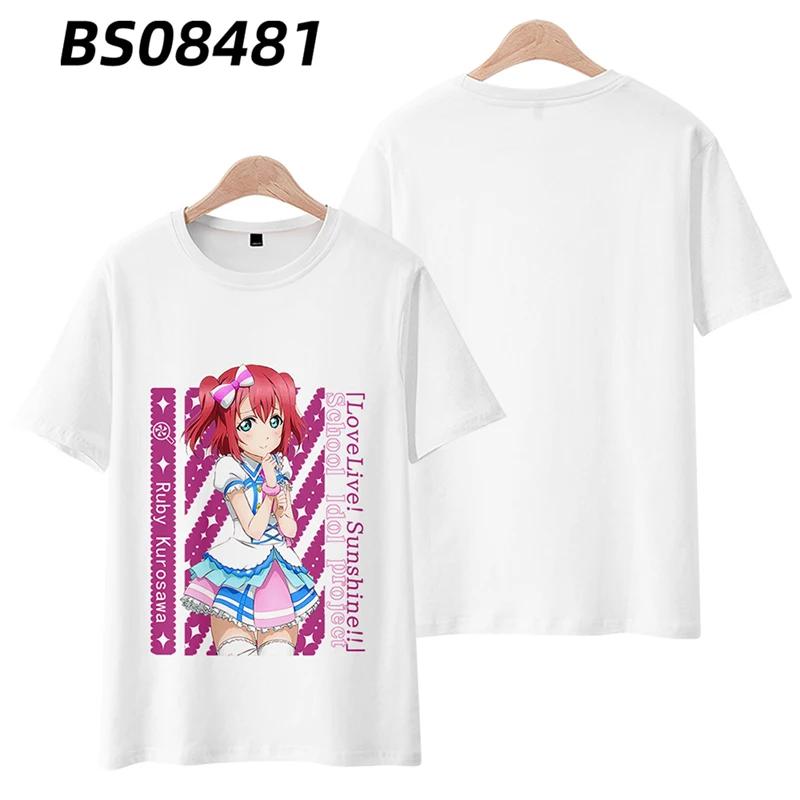 Camiseta de Anime LoveLive Sunshine School Idol Project para hombres y mujeres, camisa de gran tamaño con estampado 3D, cuello redondo, camisetas