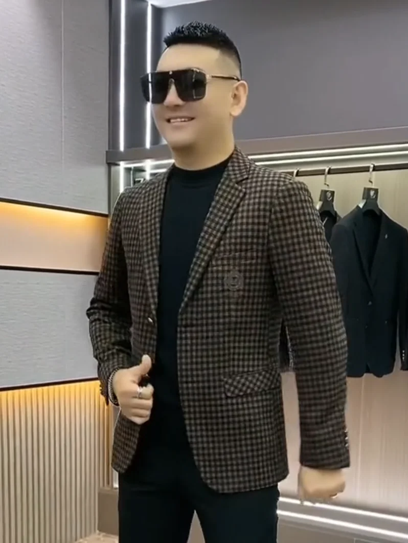 

Мужской модный повседневный деловой пиджак: комфортный, универсальный, осенняя новинка, премиум-класс, легкий люкс