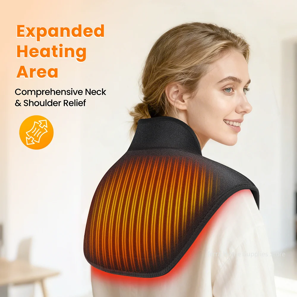 Wireless Heating Shawl for Neck Shoulder Hot Compress 4 Levels Thermal Neck Shoulder Wrap Pad Heated Shawl Warmer Rechargeable