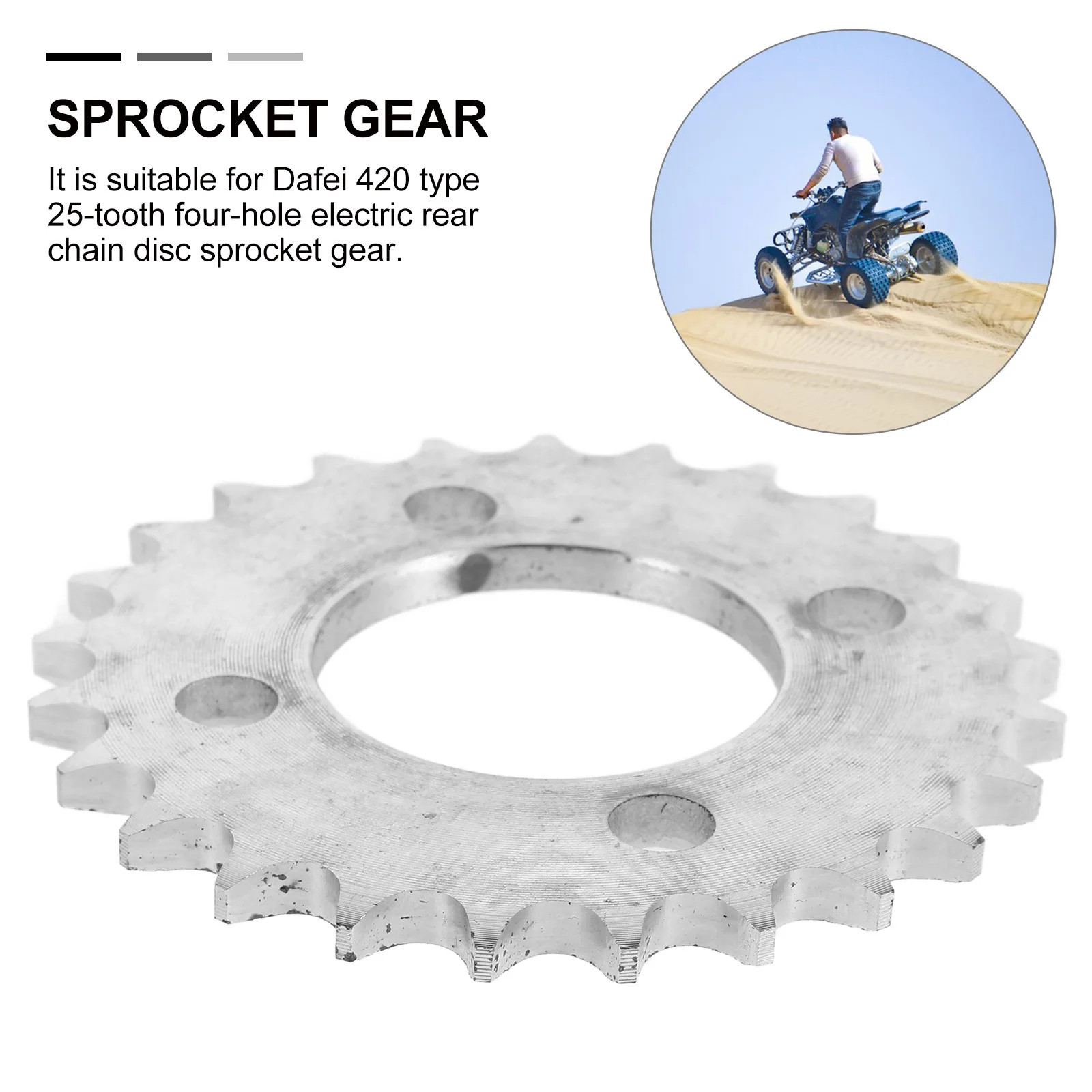 

Electric Rear Sprocket 420 Type 25 Tooth Four Hole Precision Design Durable Metal Atv Go Kart Rear Chain Sprocket Replacement