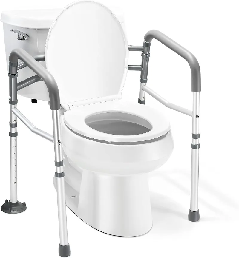 

Toilet Safety Rail - Adjustable Detachable Toilet Safety Frame with Handles Heavy-Duty Stand Alone - for Elderly, Handicapped