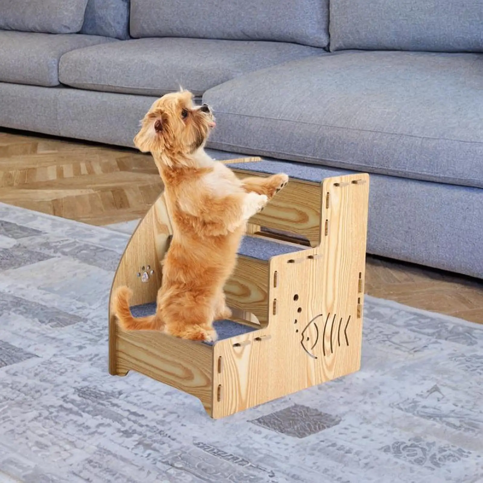 Escalera antideslizante 3 peldaños para perros y gatos – Para sofá y coche