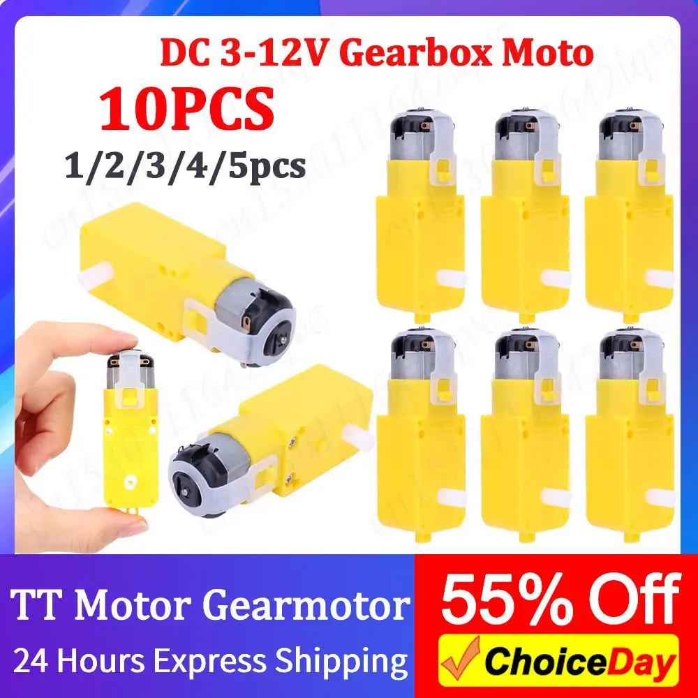 DIY Dual Shaft TT Motor Gearmotor DC 3-12V Gearbox Motor Install EMC Smart Car Chassis Four Drive Car Motor for Smart Car Robot