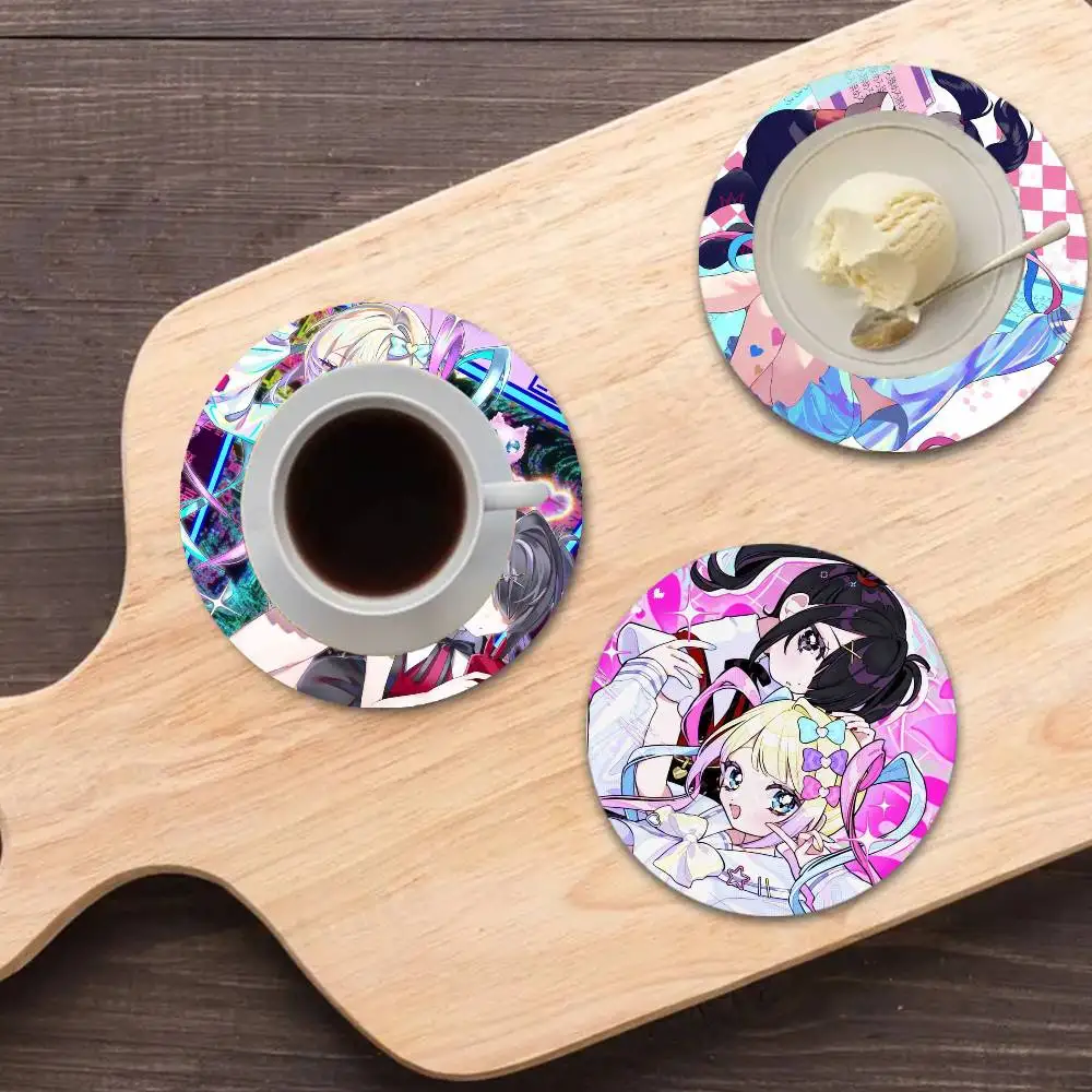 Needy Girl Streamer Overload Anime Wood Coaster Set - Heat Resistant for Tea & Coffee, Home Cafe Decor Holiday Gift