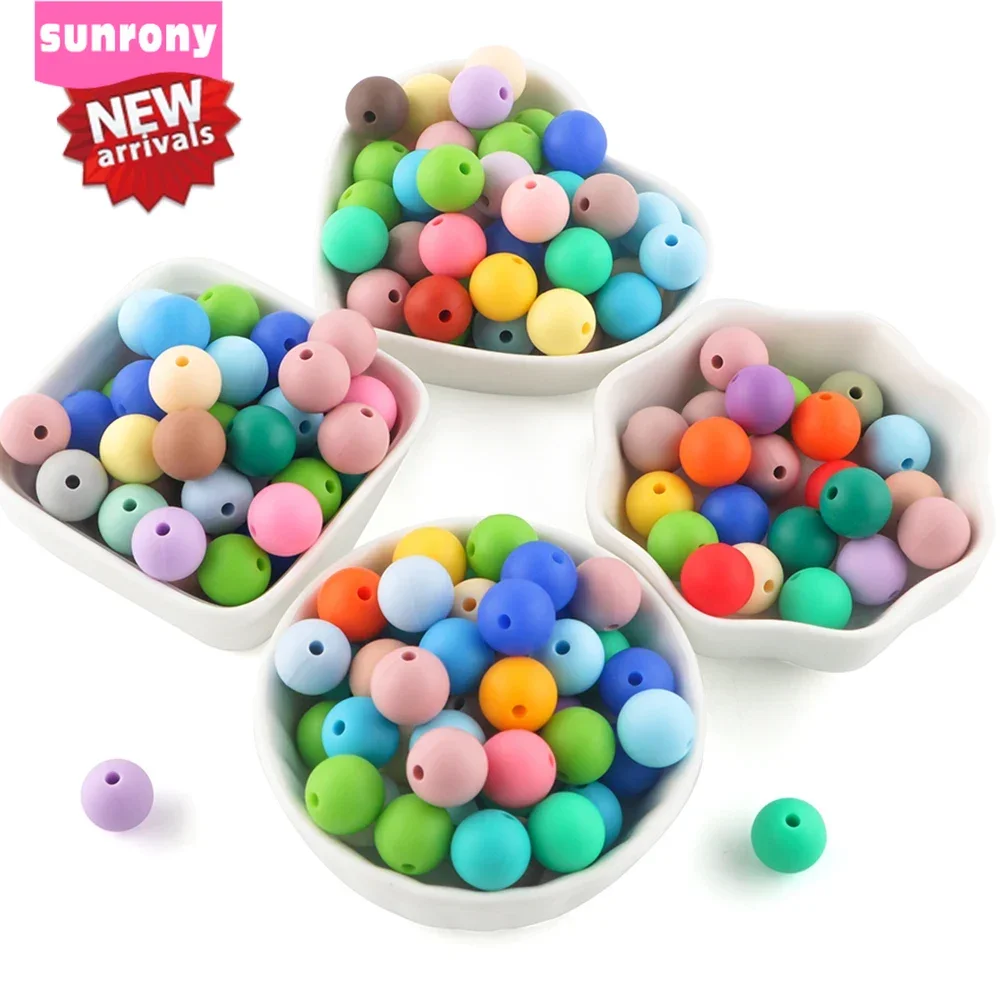 50Pcs/Lot 12/15mm New Color Silicone Beads Beads For Jewelry Making DIY Pacifier Chain Necklace Bracelet Jewelry Accessories