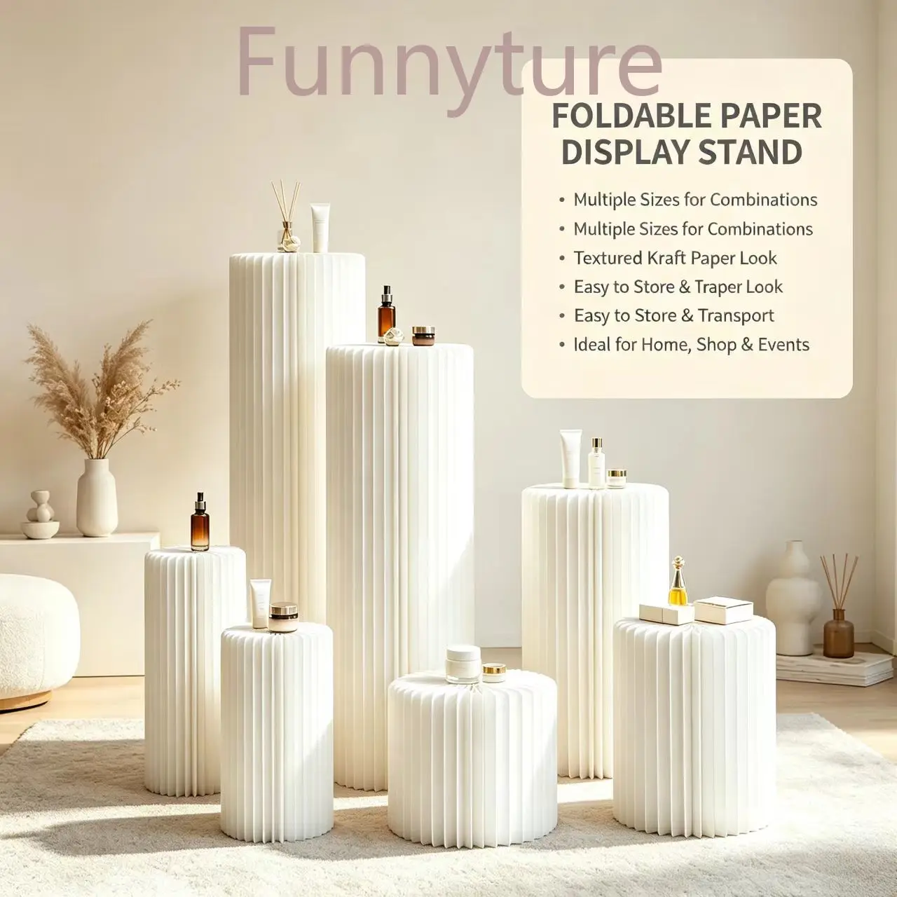 Foldable Display Stand DIY Cylinder Shelf Art Ornament Stand Commercial Display Table Wedding Decoration Furniture  Shelf Decor