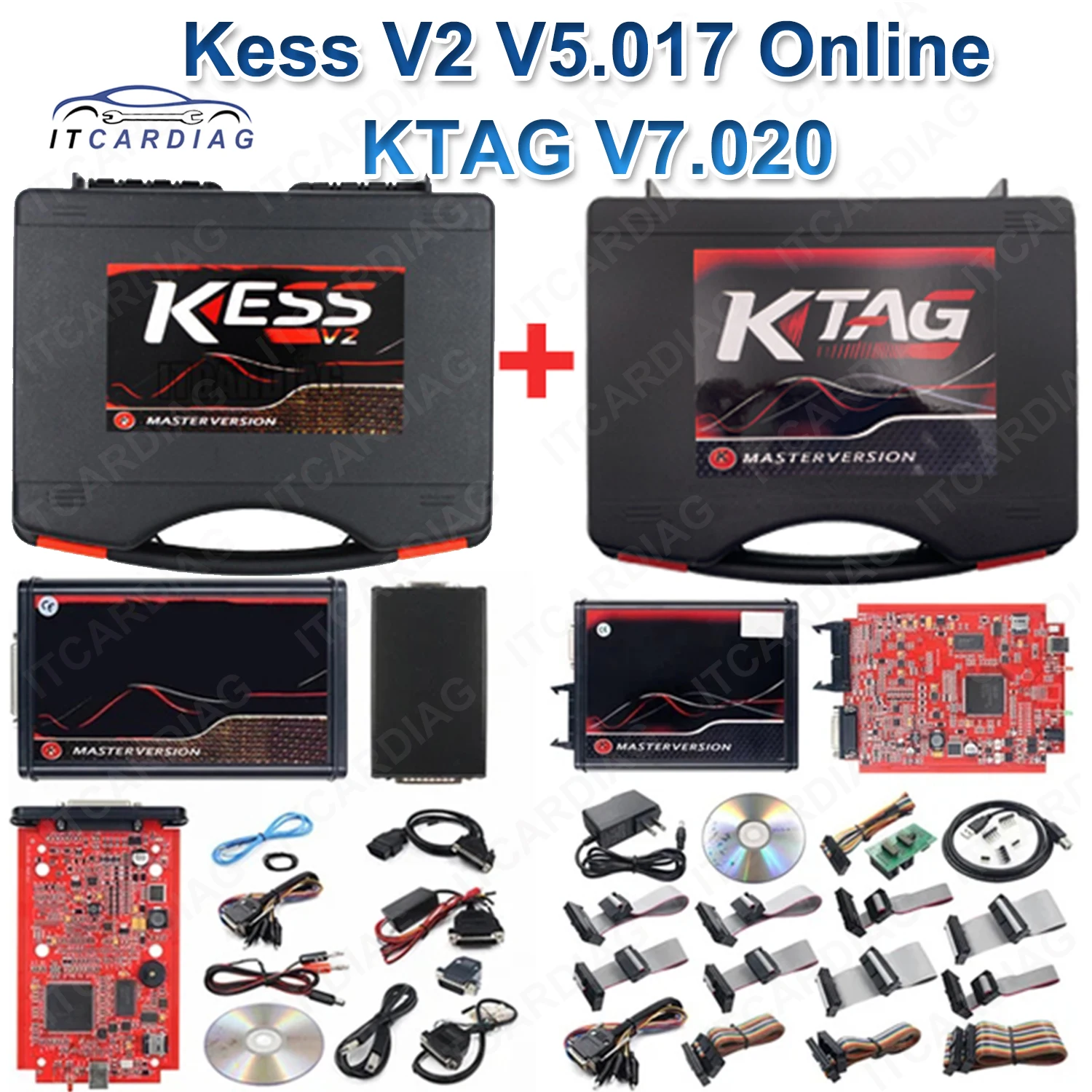 KESS 2.80 EU Red V5.017 KTAG V7.020 4 LED 2.25 Online Unlimited OBD2 Car ECU Chip Tuning Kit 5.017 k-tag Programmer Tools