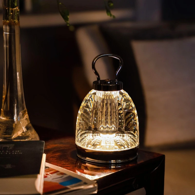 Crystal night light, crystal bedside table, sofa side table, decorative ornament, crystal glass night light, luxury ambient lamp