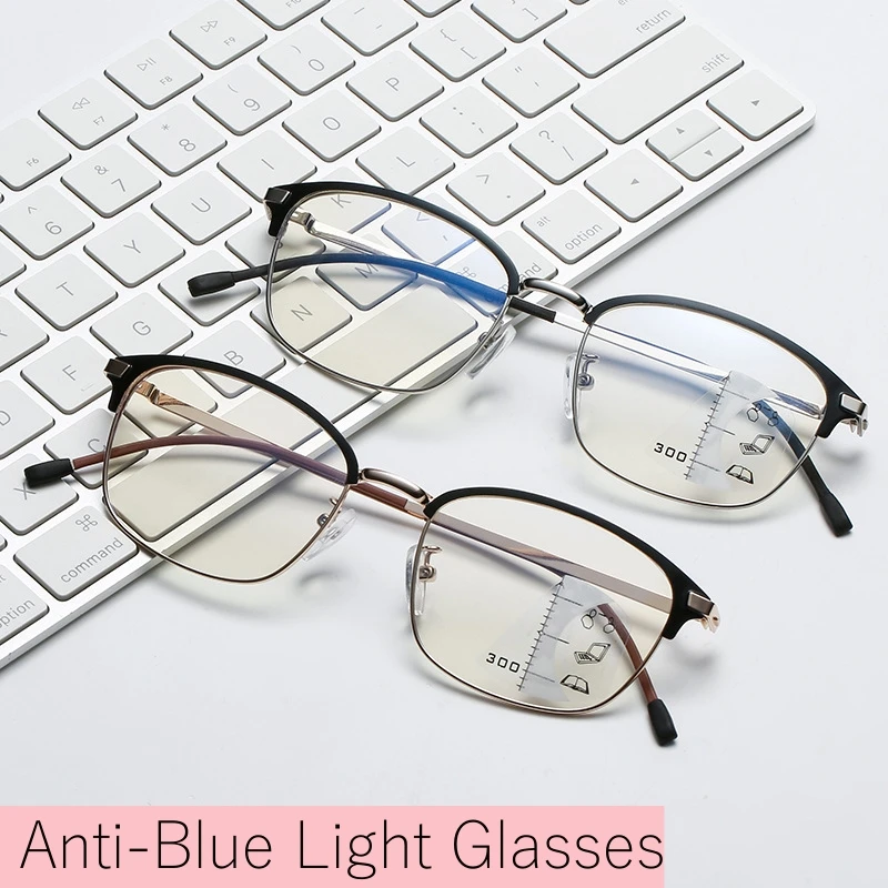 Men's Reading Glasses Anti Blue Light Dual Use of Distance and Distance Women's Computer Glasses Fashion Presbyopia Glasses