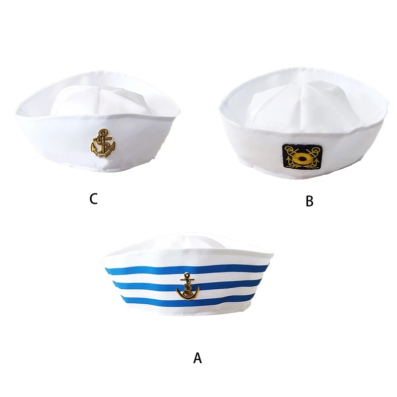 Marine Captain Military Hats White Captain Hat Marine Fancy Cosplay Hat for Promotions Activities