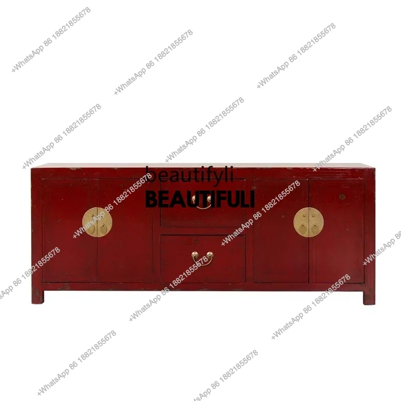 

ss8350 Новый китайский вяз в стиле ретро, старый, шкаф для телевизора, старинное хранилище, низкий шкаф из массива дерева, шкаф для хранения обуви