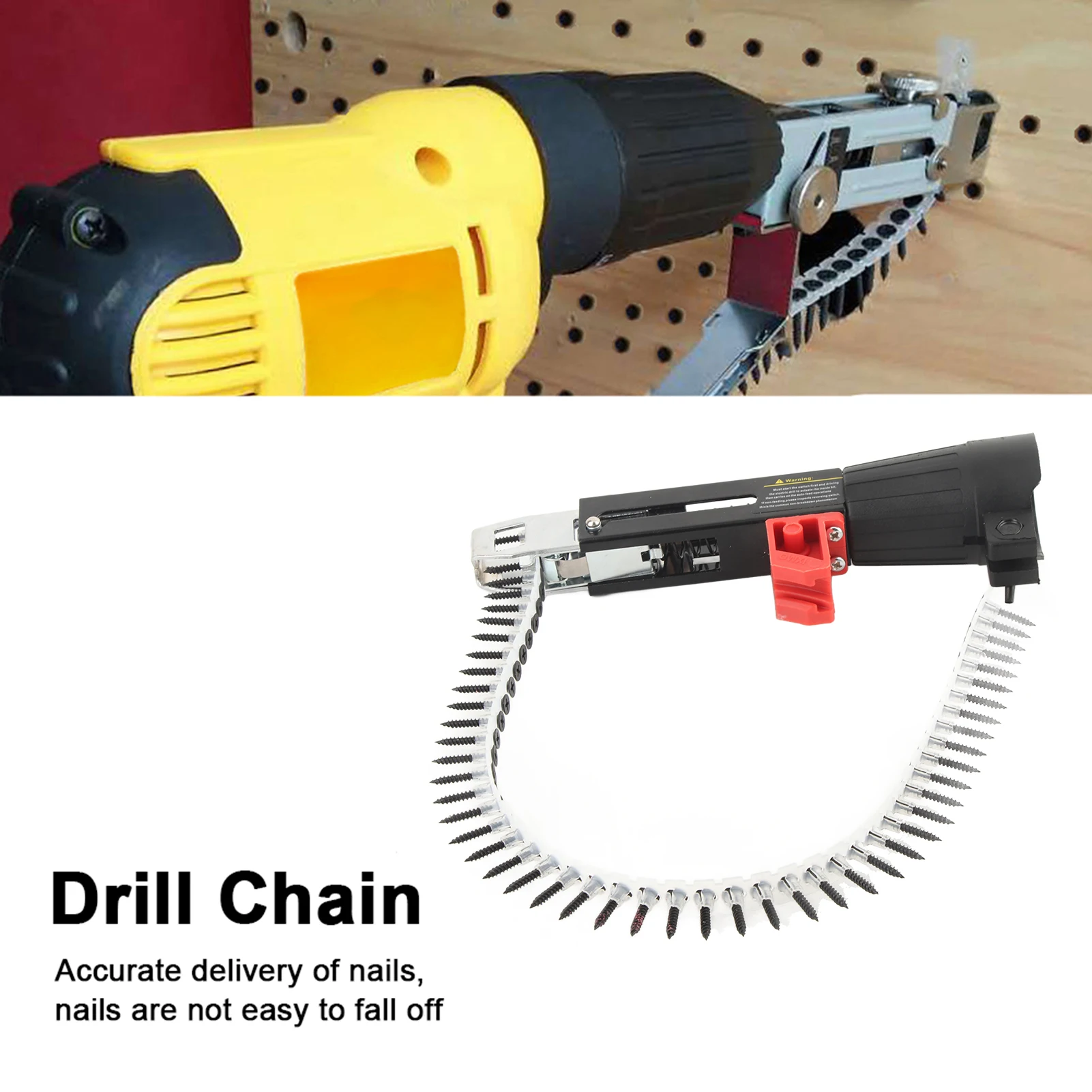 Woodwork Automatic Nail Gun Adapter Electric Drill Chain Attachment Set Chain Nail Gun Adapter Drill Chain Nail Gun Chain