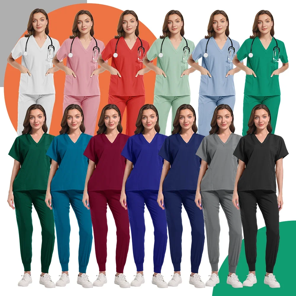 

Classic new Nurse dress set Male and Female Accessories Medical uniform Surgical Dental clinical top pants Lab workclothes