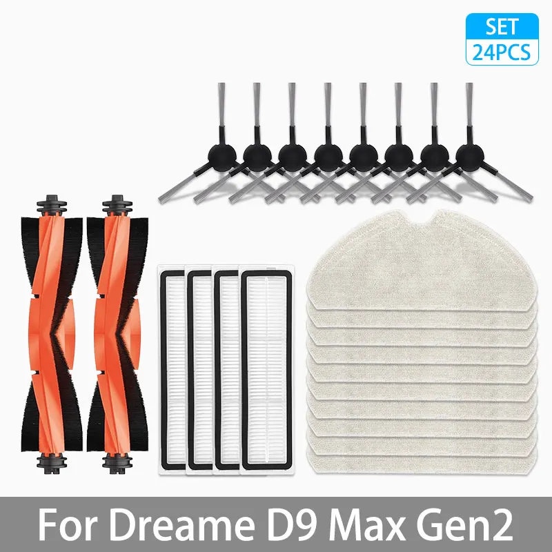 Voor Dreame D9 Max Gen2 Robotstofzuiger Accessoires Onderdelen Rubberen hoofdzijborstels Mopdoeken HEPA-filters Vervangende onderdelen