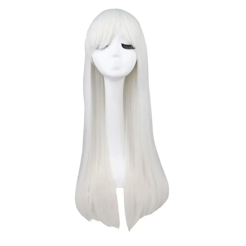 80cm Lnuyasha kurama HakuToshi moka akashiya Long Straight  Silver White Synthetic Cosplay Wig With Bangs