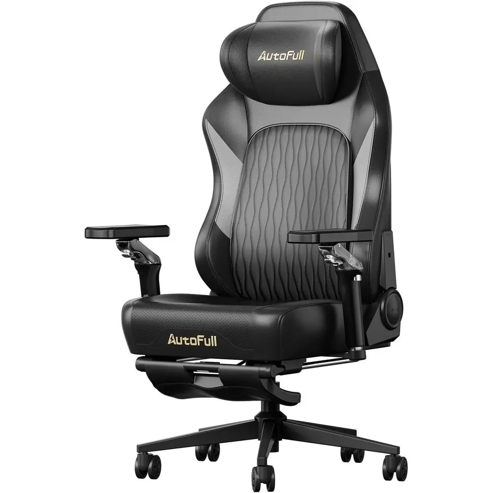 Ergonomic Gaming Chair with Ventilated Heating, Auto Lumbar Support, 6D Armrests, and Footrest - Black