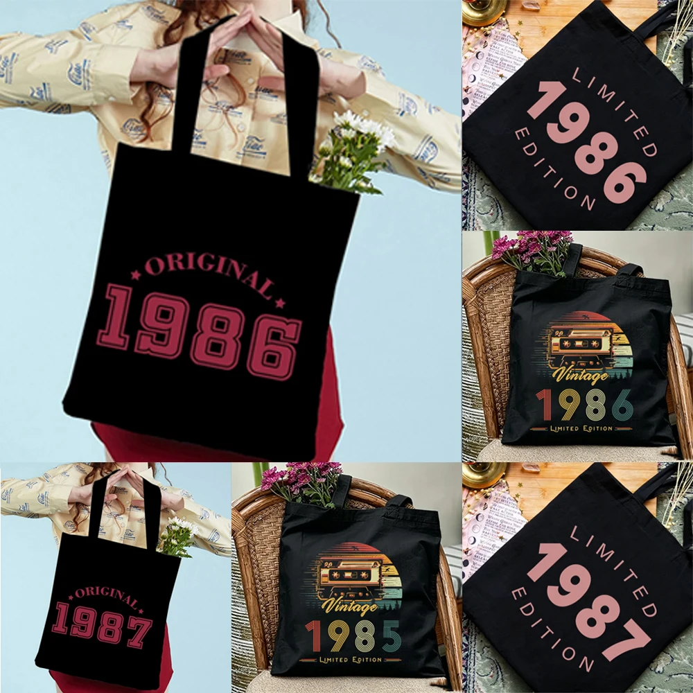 Women's Vintage 1986 Limited Edition Handbags Fun Cassette Tape Print 1980 To 1989 Year Theme Series Birthday Gifts Shoulder Bag